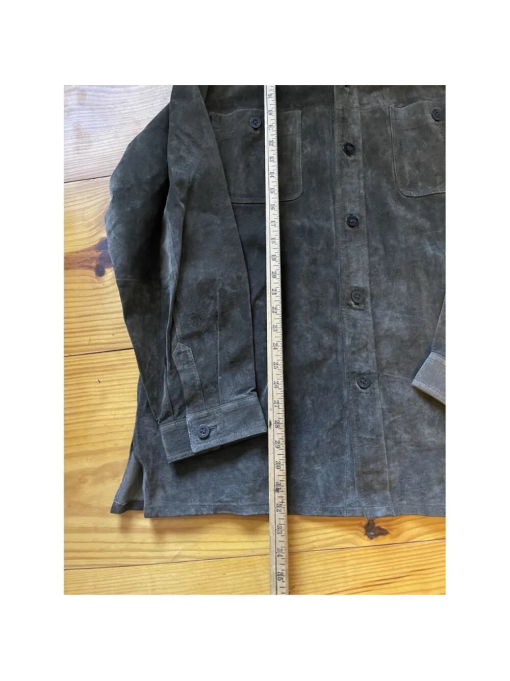 Vtg Y2K Claiborne Suede Jacket Dark Brown Leather Button Down Heavy Shacket XL
